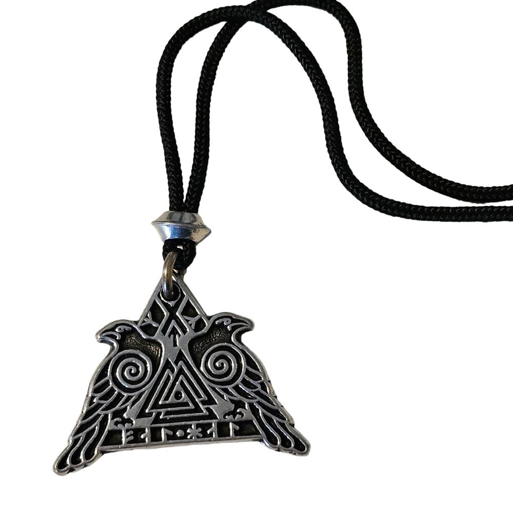 Odin's Raven Pewter Valknut Necklace from Norse Mythology